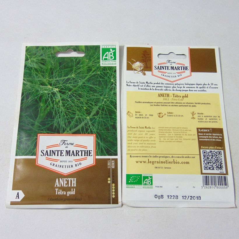 Example of Dill Tetra Gold Bio - Anethum graveolens per pack of 400 seeds (0.8g) as you get