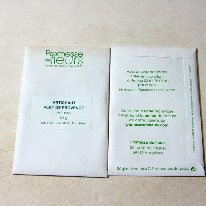 Example of Artischocke Vert de Provence per pack of 25 seeds (1,5g) as you get