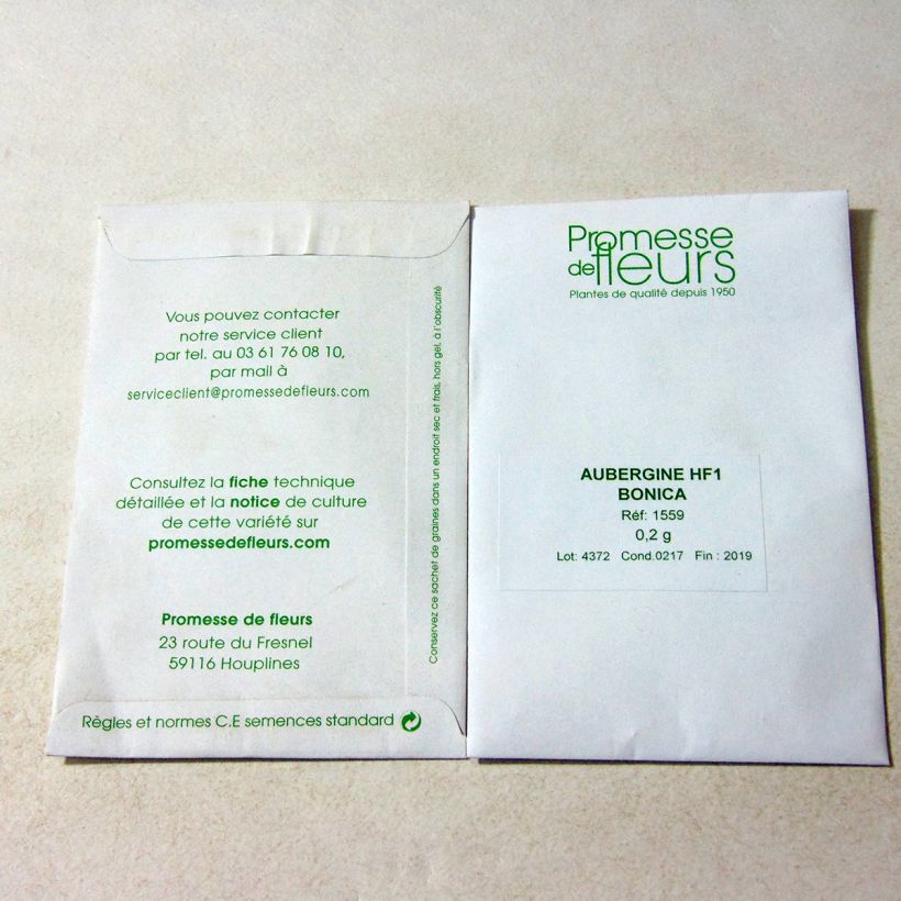 Example of Aubergine Bonica per pack of 35 seeds (0,2g) as you get