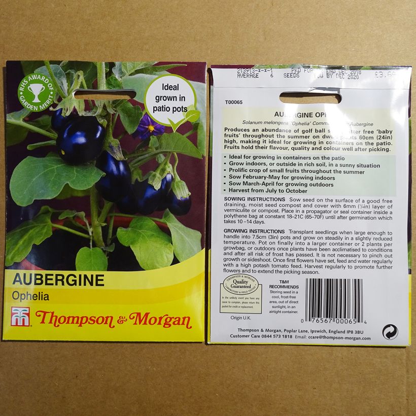 Example of Aubergine Ophelia F1 per pack of 6 seeds as you get