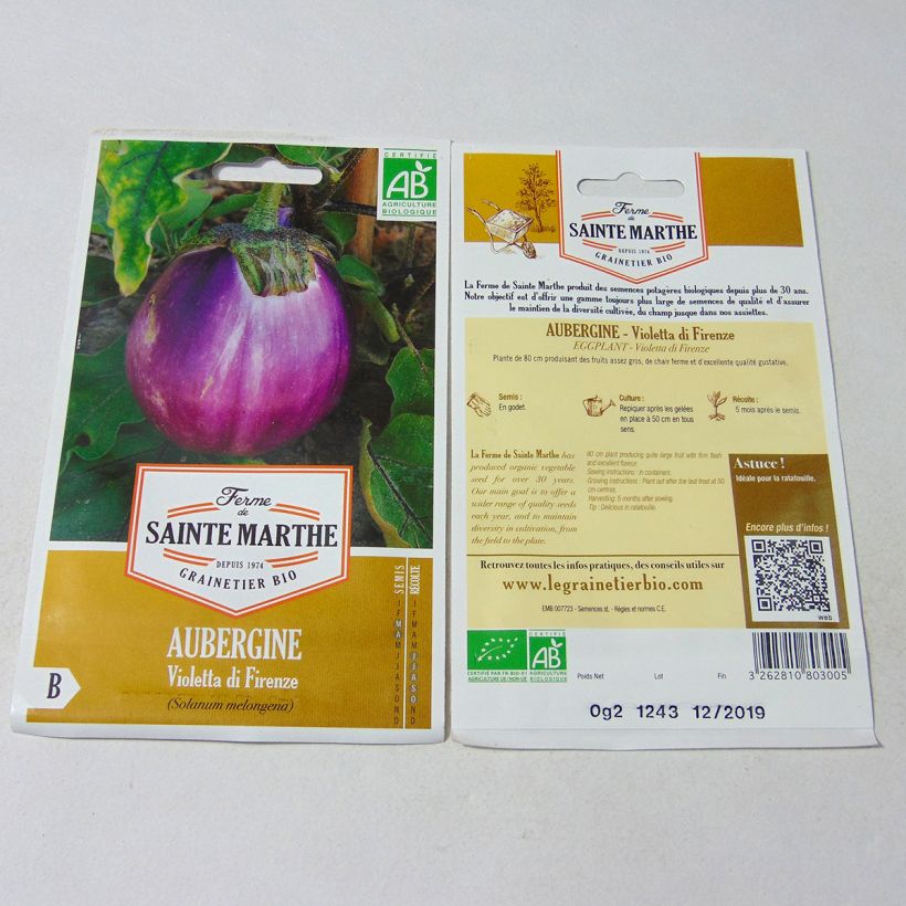Example of Aubergine Violetta Di Firenze Bio per pack of 50 seeds (0.2g) as you get
