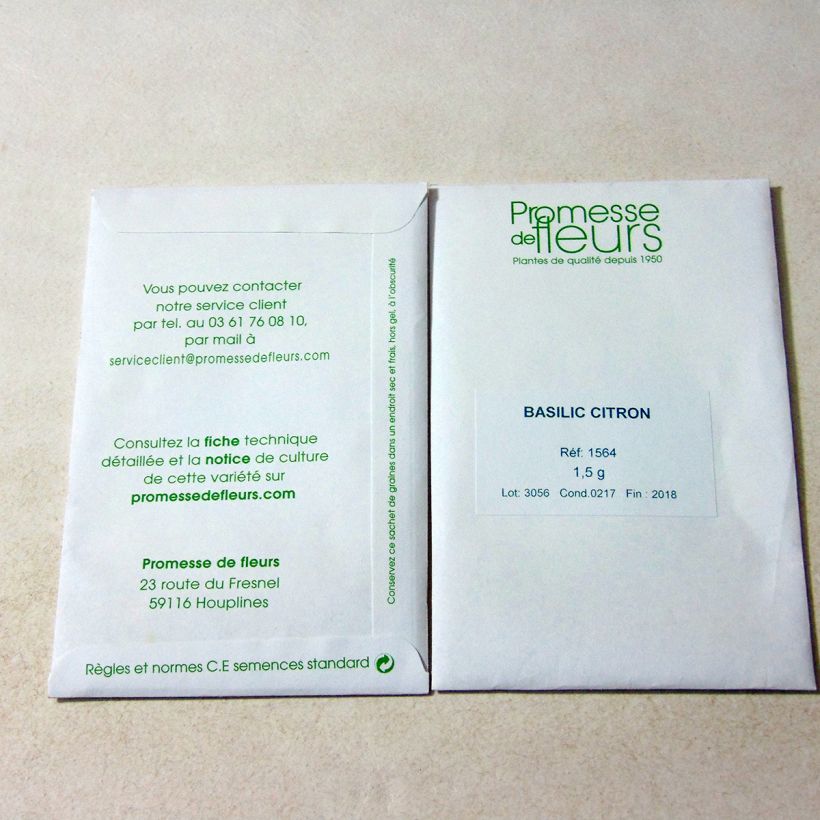Example of Basilikum Citron per pack of 800 seeds (1,5g) as you get