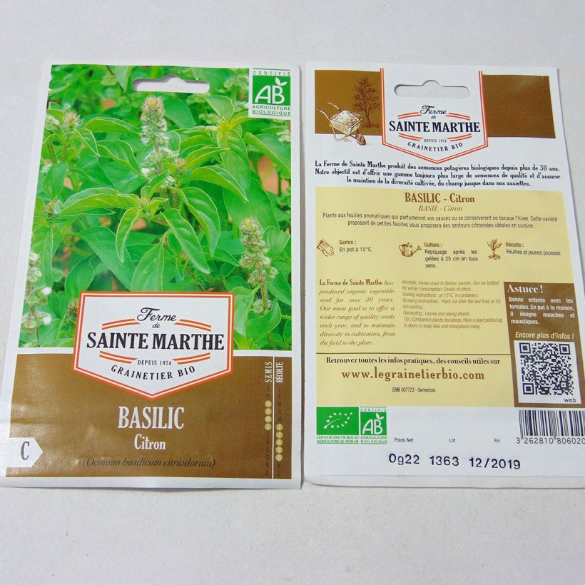 Example of Basilikum Citriodorum per pack of 150 seeds (0.22g) as you get