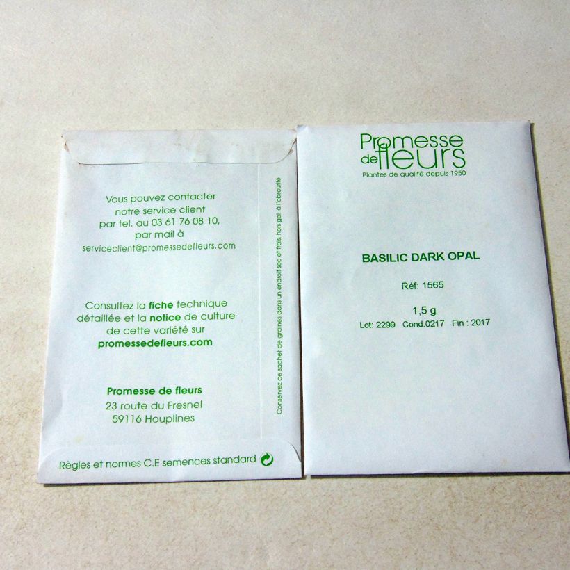 Example of Basilikum Dark Opal per pack of 800 seeds (1,5g) as you get
