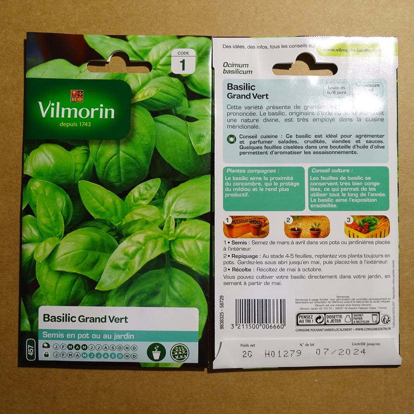 Example of Basilikum Grand vert - Vilmorin - Ocimum basilicum per pack of 1600 seeds (2g) as you get