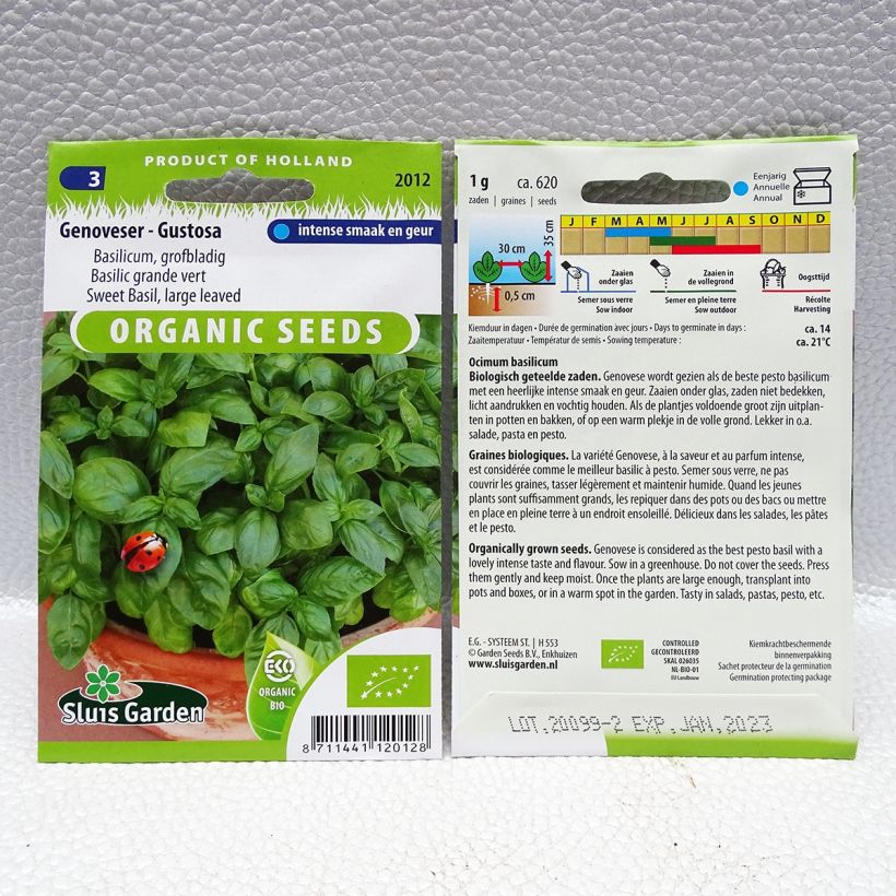 Example of Basilikum Gustosa Genoveser per pack of 620 seeds (1g) as you get