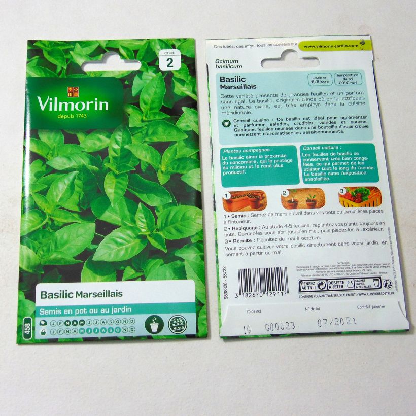 Example of Basilikum Marseillais - Vilmorin - Ocimum basilicum per pack of 800 seeds (1g) as you get