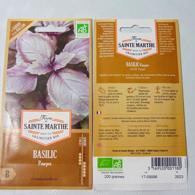 Example of Basilikum Pourpre per pack of 250 seeds as you get