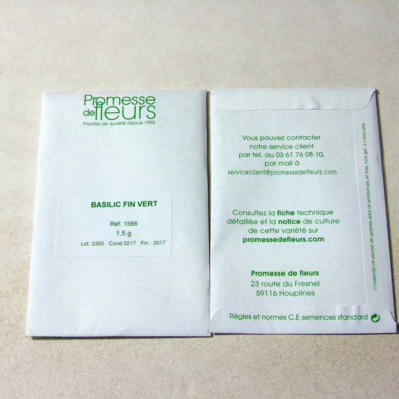 Example of Basilikum Fin Vert per pack of 800 seeds (1,5g) as you get