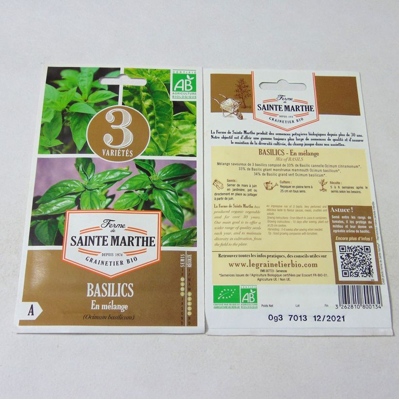 Example of Basilikum Mix2 - Ocimum basilicum per pack of 150 seeds (0.3g) as you get