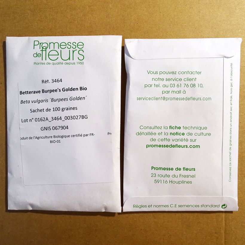 Example of Rote Bete Burpee's Golden Bio per pack of 100 seeds as you get
