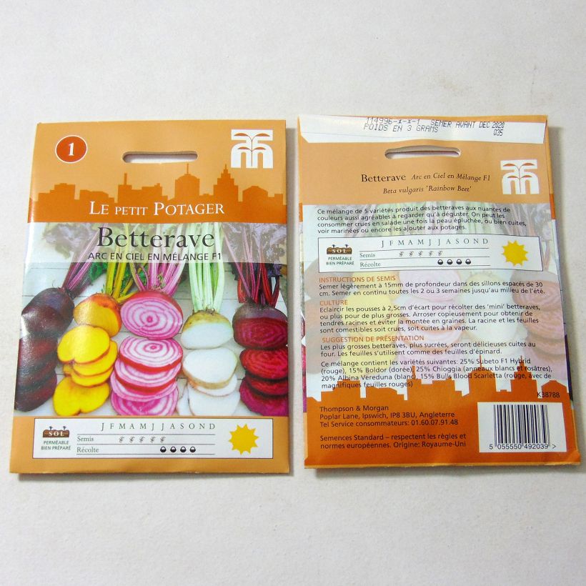 Example of Rote Bete Rainbow Beet per pack of 250 seeds (5g) as you get