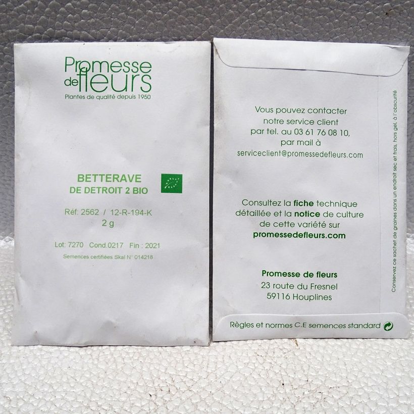 Example of Rote Bete Détroit 2 Bio per pack of 200 seeds (4g) as you get
