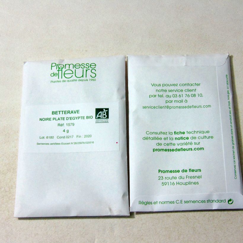 Example of Rote Bete noire plate d'Egypte Bio per pack of 200 seeds (4g) as you get