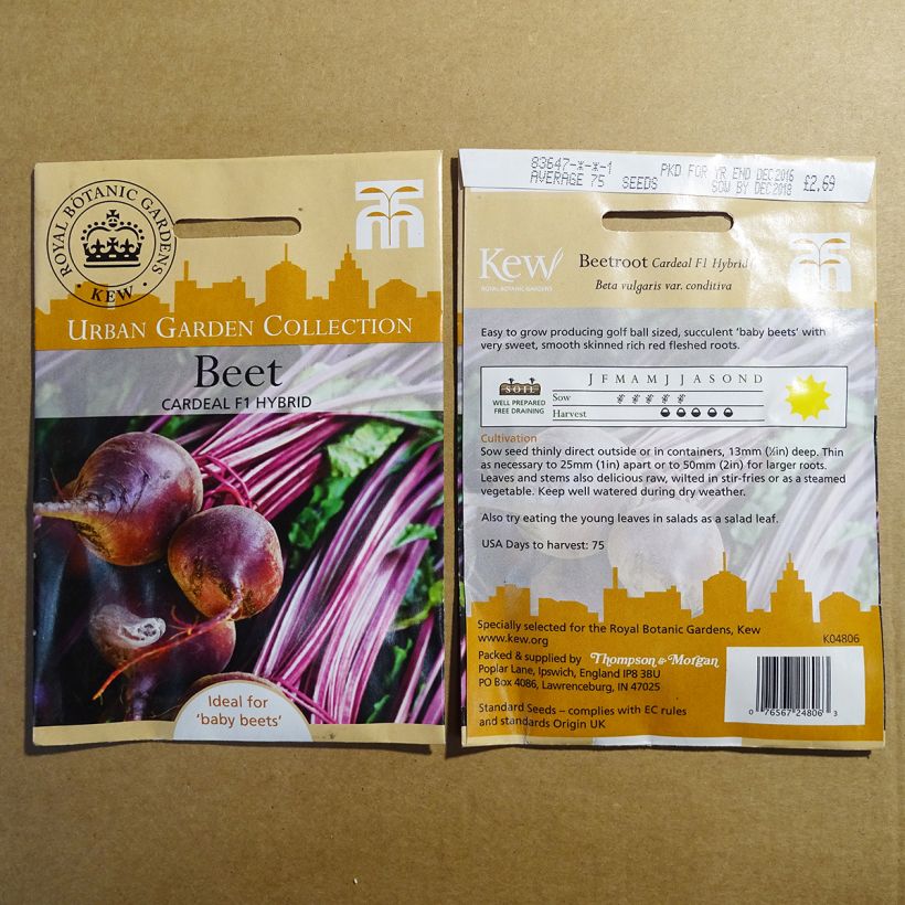 Example of Rote Bete Cardeal F1 per pack of 75 seeds as you get