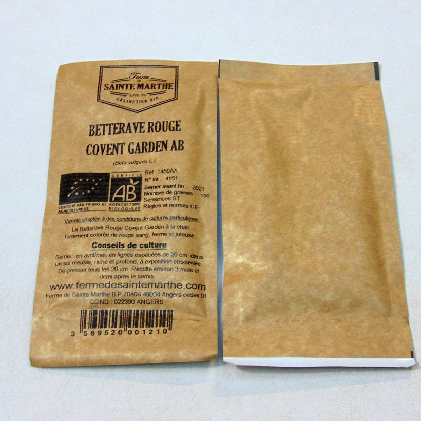 Example of Rote Bete Covent Garden Bio - La Ferme de Sainte-Marthe per pack of 150 seeds (1g) as you get