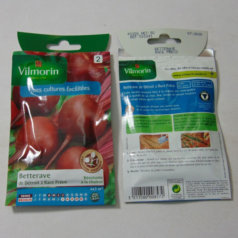 Example of Rote Bete Détroit 2 race Préco- Vilmorin per pack of 250 seeds (5g) as you get