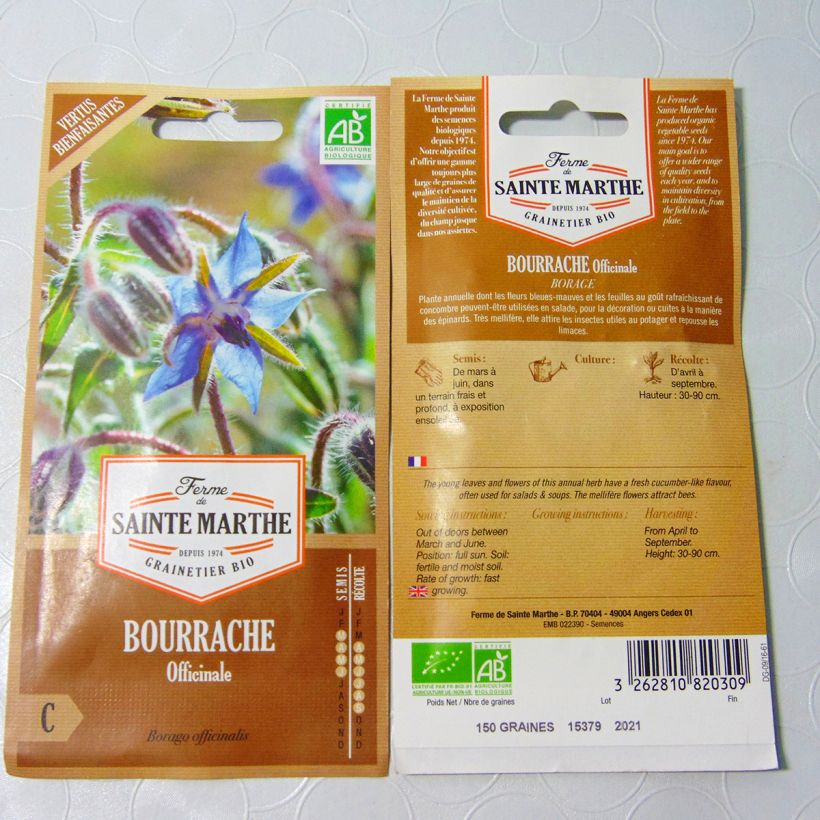 Example of Borretsch Bio - Ferme de Ste Marthe - Borago officinalis per pack of 90 seeds (2g) as you get