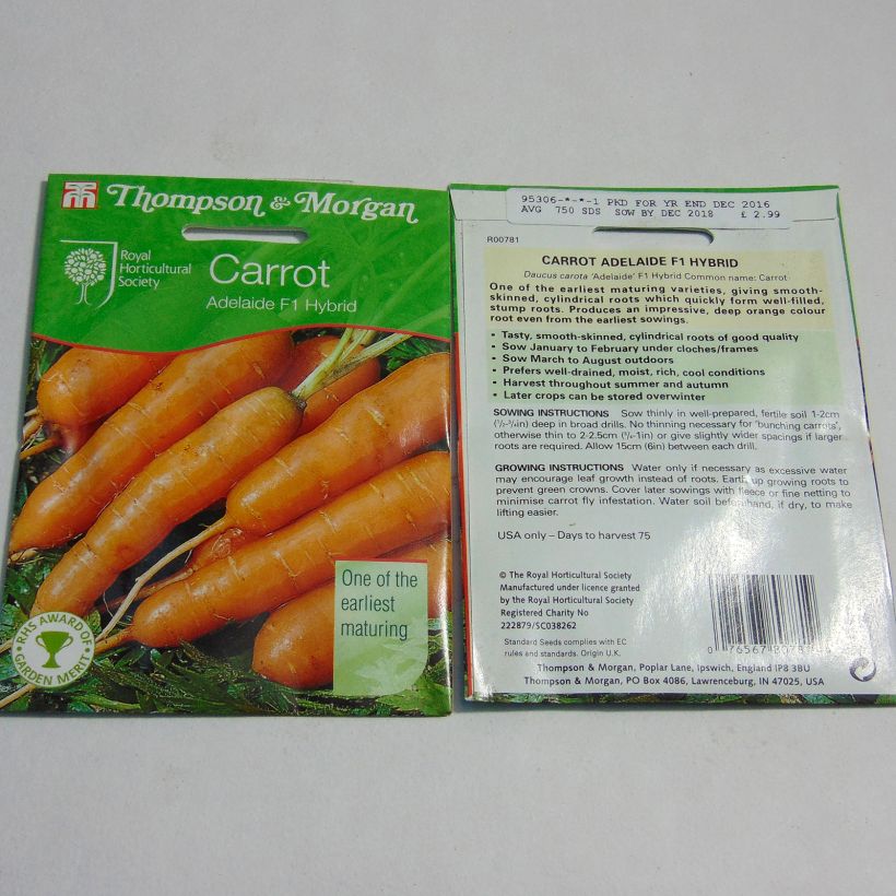 Example of Möhre Adelaide F1 per pack of 750 seeds as you get
