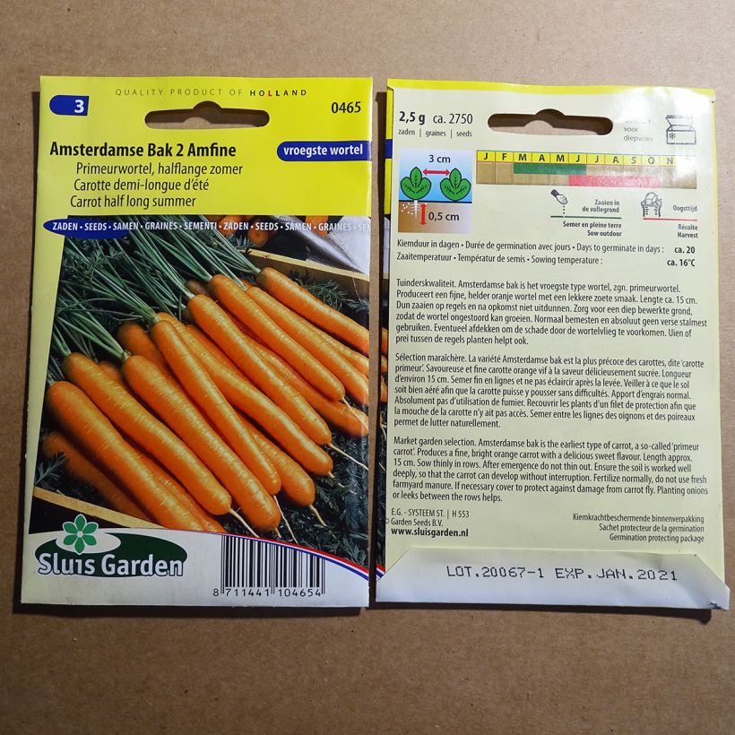 Example of Möhre Amsterdamse Bak 2 Amfine per pack of 2750 seeds (2g) as you get