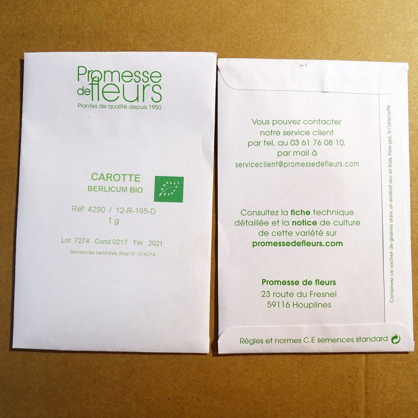 Example of Möhre Berlikum 2 Bio per pack of 750 seeds (1g) as you get