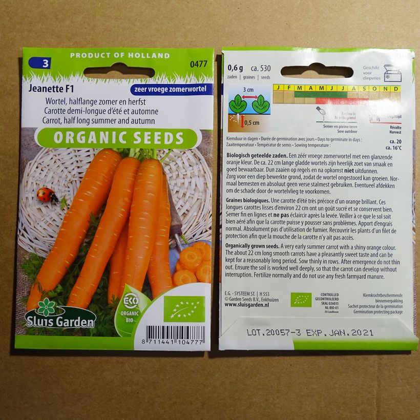Example of Möhre Jeanette F1 Bio per pack of 530 seeds as you get