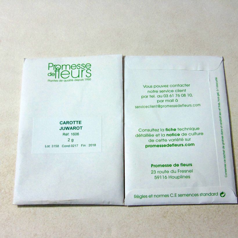 Example of Möhre Juwarot per pack of 1000 seeds (2g) as you get