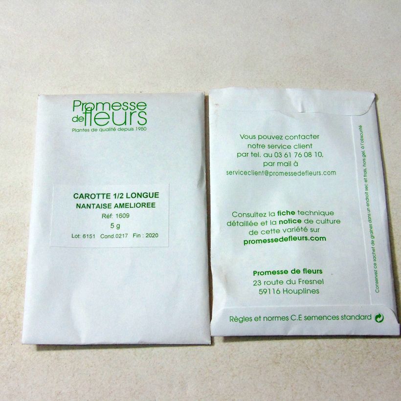 Example of Möhre Nantaise améliorée per pack of 3600 seeds (5g) as you get