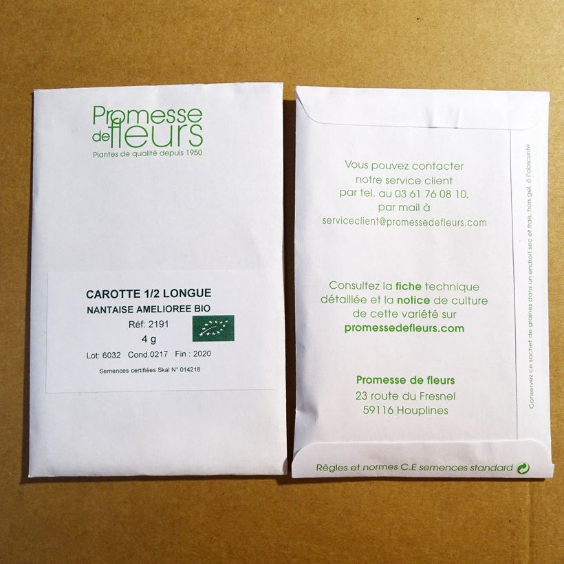 Example of Möhre Nantes 2 Bio per pack of 3000 seeds (4g) as you get