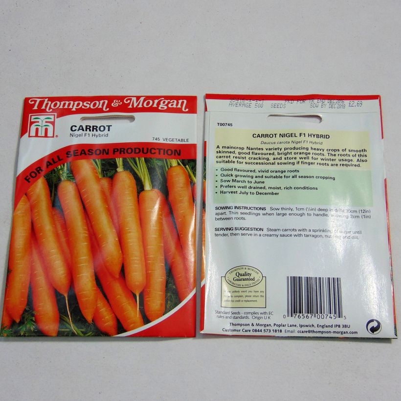 Example of Möhre Nigel F1 per pack of 500 seeds as you get