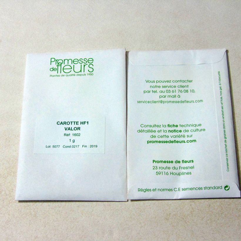 Example of Möhre Valor F1 per pack of 500 seeds (1g) as you get