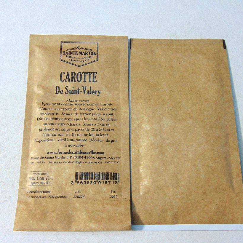 Example of Möhre Saint-Valéry per pack of 1500 seeds (1.95g) as you get