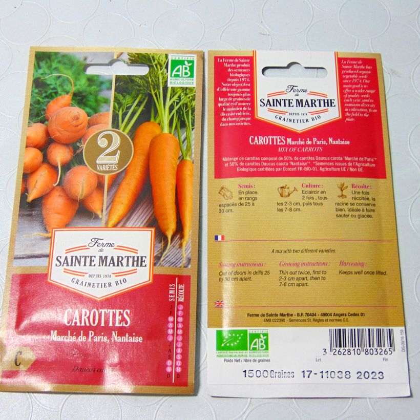 Example of Möhre marché de Paris 3 - Nantaise 2 per pack of 2000 seeds (2g) as you get