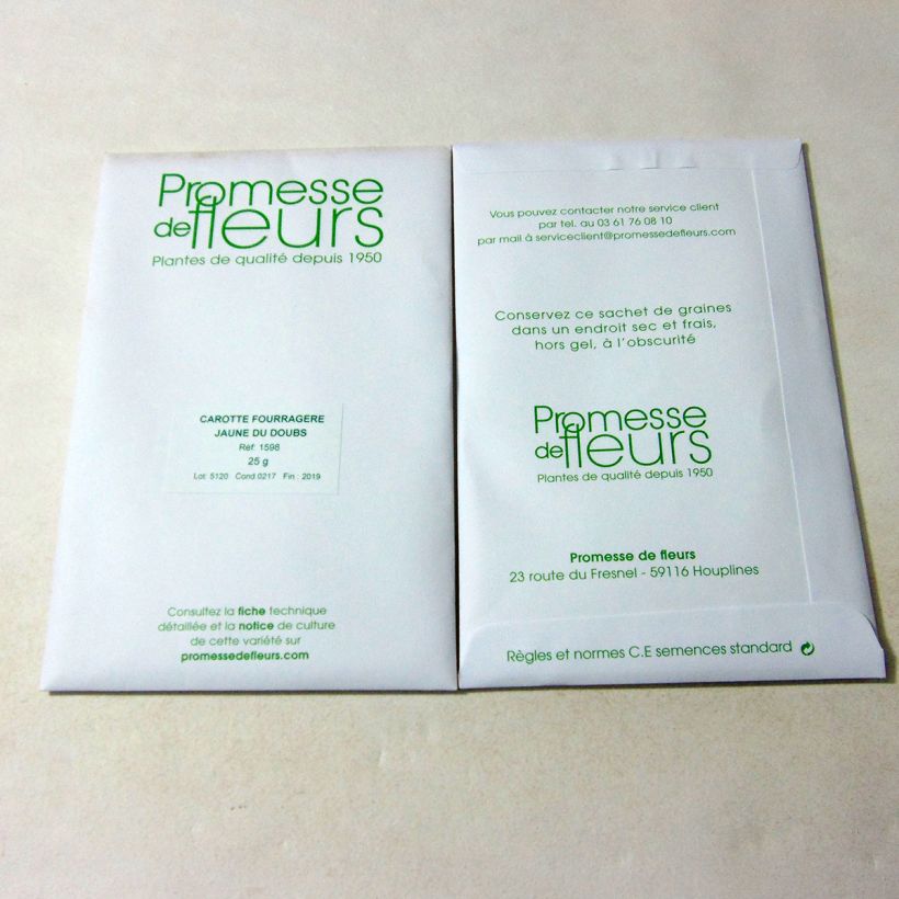 Example of Möhre jaune du Doubs per pack of 18000 seeds (25g) as you get