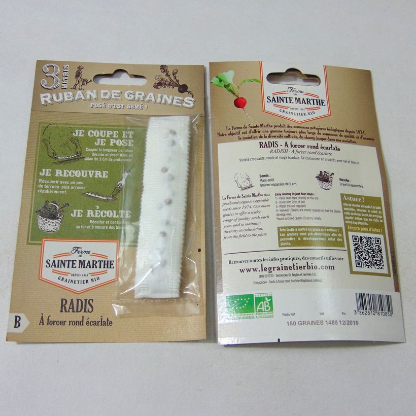 Example of Rettich Rond Ecarlate (Saatband) Bio per 1 g seed pack as you get