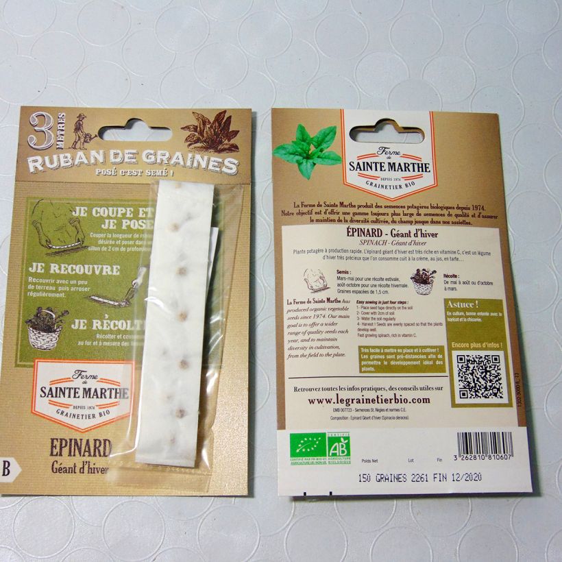 Example of Spinat Géant d'Hiver (Saatband) per 2 g seed pack as you get