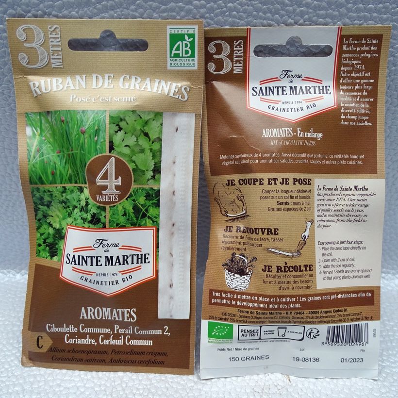 Example of Mischung von Kräuterband (Schnittlauch - Petersilie - Koriander - Kerbel) - Bio - Ferme de Sainte Marthe Samen in Bändern as you get