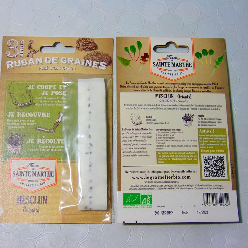 Example of Mesclun Mix 2 (Saatband) Bio - Ferme de Sainte Marthe Samen in Bändern as you get