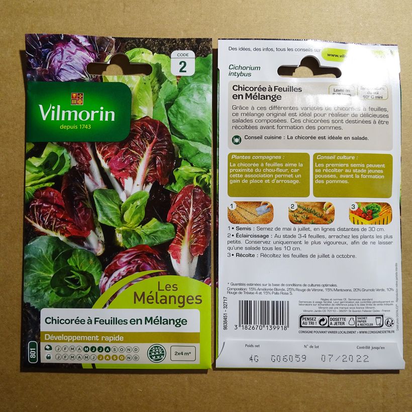 Example of Blattzichorie Mix - Vilmorin per pack of 2400 seeds (4g) as you get
