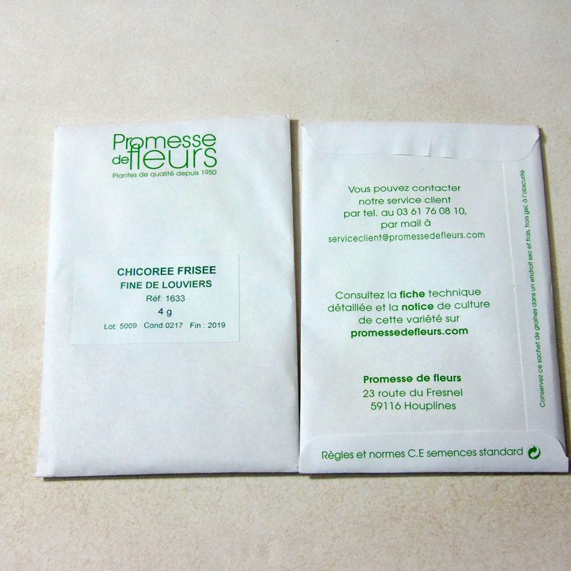 Example of Endivie Fine de Louviers per pack of 2500 seeds (4g) as you get