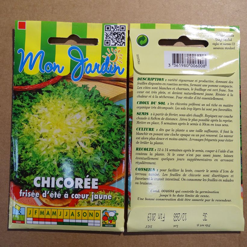 Example of Endivie frisée d'été à Cœur Jaune per pack of 1800 seeds (3g) as you get