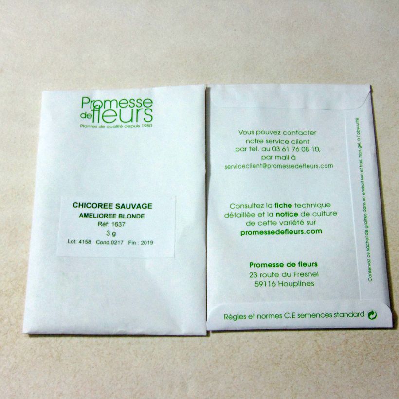 Example of Zichoriensalat Améliorée Blonde per pack of 1800 seeds (3g) as you get