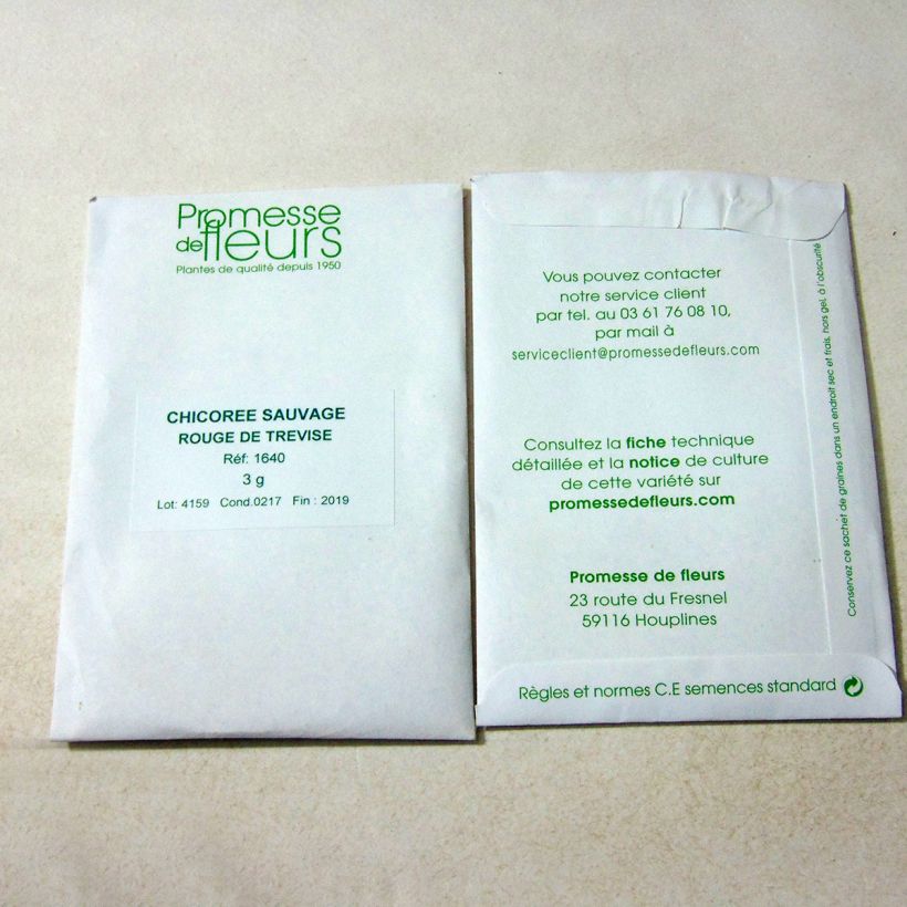 Example of Zichoriensalat Rouge de Trévise per pack of 1800 seeds (3g) as you get
