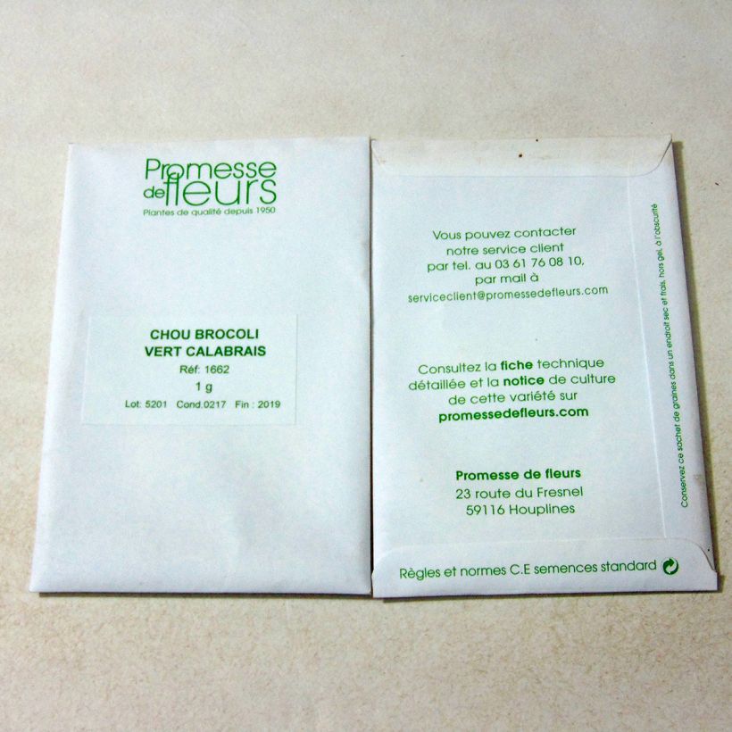 Example of Brokkoli Vert Calabrais per pack of 200 seeds (1g) as you get