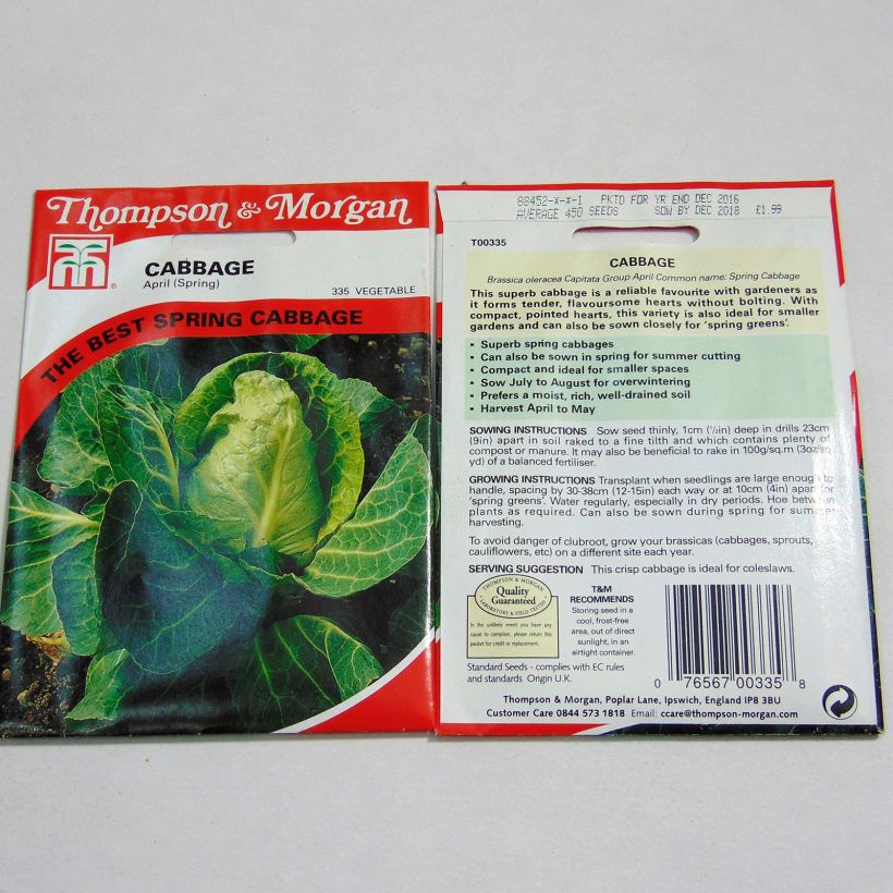 Example of Kopfkohl April per pack of 450 seeds as you get