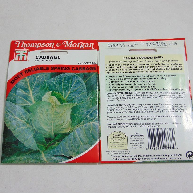 Example of Kopfkohl Durham Early per pack of 450 seeds as you get