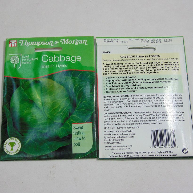Example of Kopfkohl Elisa F1 per pack of 45 seeds as you get