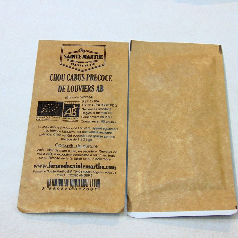 Example of Kopfkohl Précoce de Louviers Bio - Ferme de Sainte Marthe per pack of 80 seeds as you get