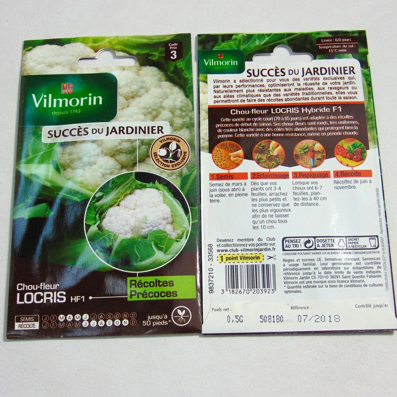 Example of Blumenkohl Locris F1 - Vilmorin per pack of 200 seeds (0.5g) as you get