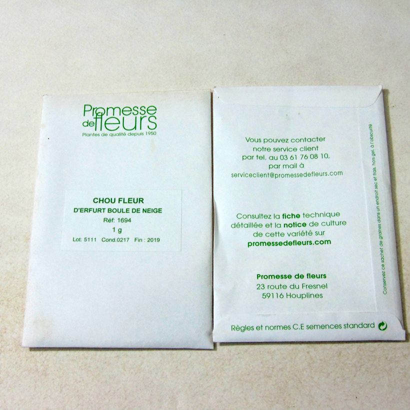 Example of Blumenkohl Erfurt per pack of 200 seeds (1g) as you get